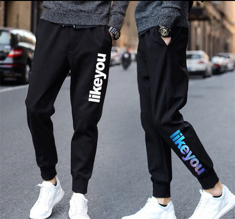 春秋新款透氣男士休閑長褲子男寬松運動加大碼哈倫彈力束腳褲男裝