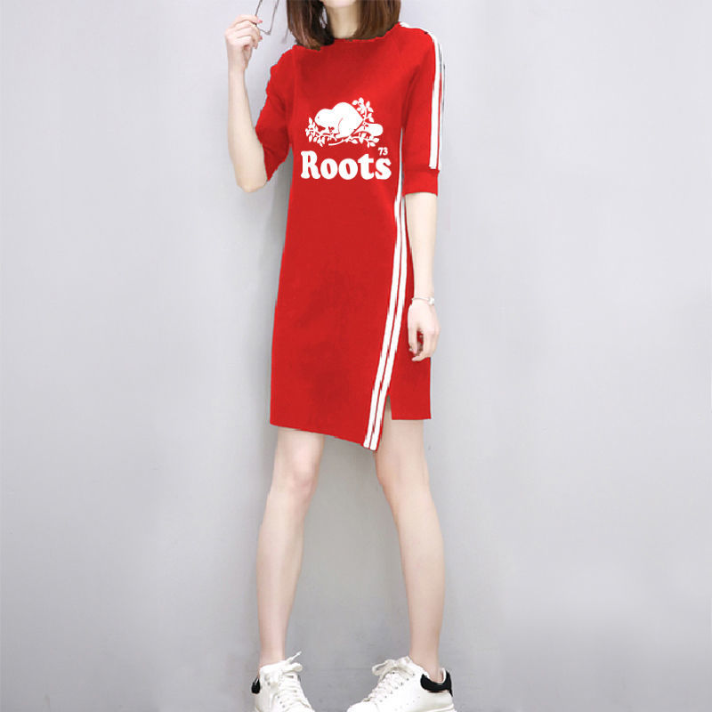 【買一送一】爆款特價!夏季新款ROOTS海狸時尚修身圓領長裙 【買一送一】爆款特價!夏季新款ROOTS海狸時尚修身圓領長裙