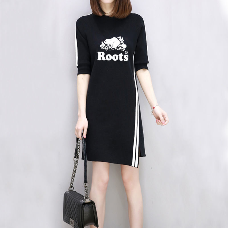 【買一送一】爆款特價!夏季新款ROOTS海狸時尚修身圓領長裙 【買一送一】爆款特價!夏季新款ROOTS海狸時尚修身圓領長裙
