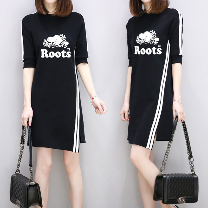 【買一送一】爆款特價!夏季新款ROOTS海狸時尚修身圓領長裙 【買一送一】爆款特價!夏季新款ROOTS海狸時尚修身圓領長裙