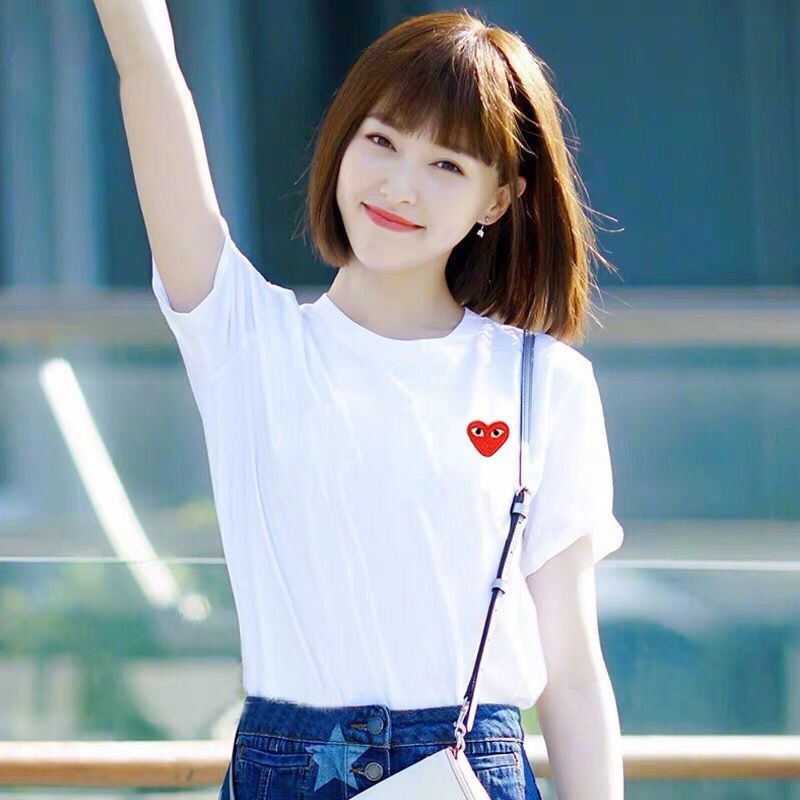 川久保玲play潮牌情侶裝親子裝T恤女明星同款愛心刺繡純棉短袖