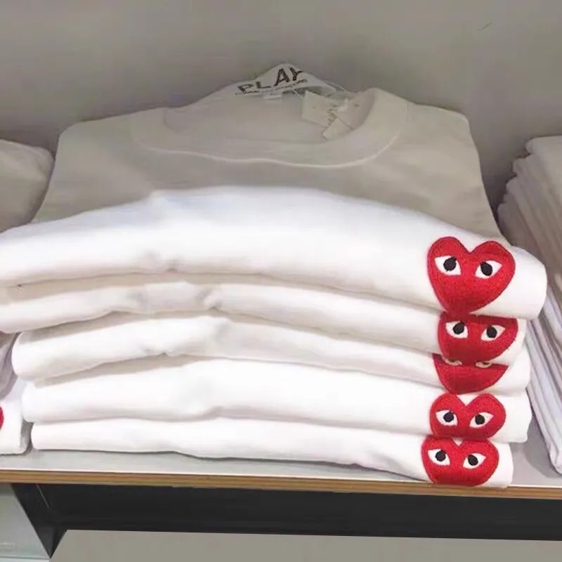 川久保玲play潮牌情侶裝親子裝T恤女明星同款愛心刺繡純棉短袖