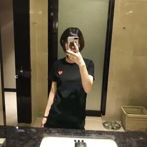 川久保玲play潮牌情侶裝親子裝T恤女明星同款愛心刺繡純棉短袖